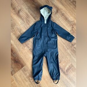 Baby Mori Waterproof Windproof Onesie Bodysuit Hooded Blue Ears 18-24 Months